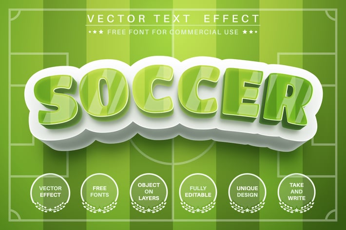 Soccer footbal field - editable text effect