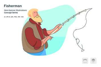 Fisherman Occupation Vector Illustration