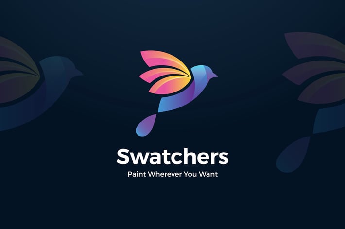 Colorful Liquids Bird Flying Logo Template
