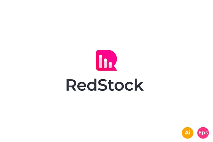 Red Stock - Letter R, Invest, Growth Logo Template