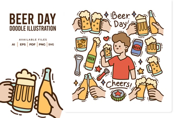 Beer Day Doodle Illustration