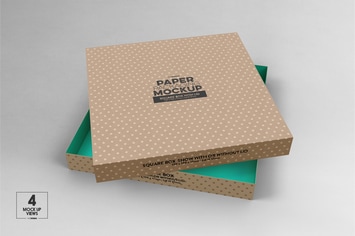 Medium Square Paper Box & Lid Mockup