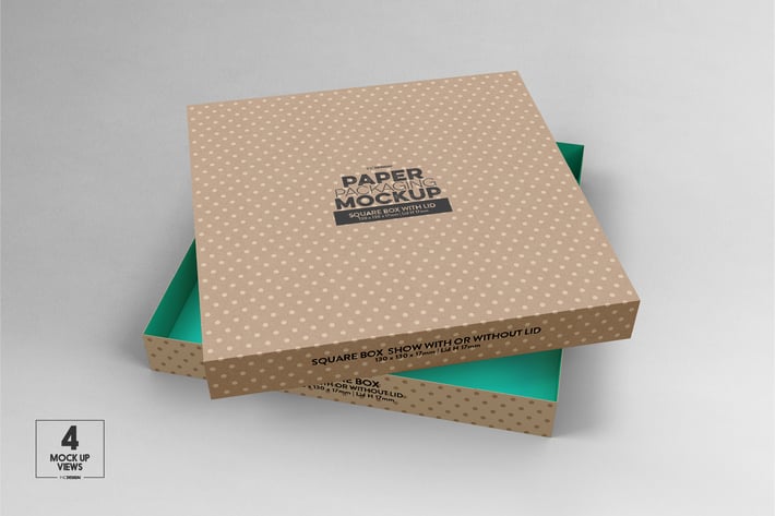 Medium Square Paper Box & Lid Mockup
