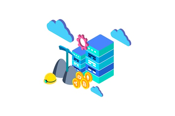 Cloud Mining Isometric Illustration