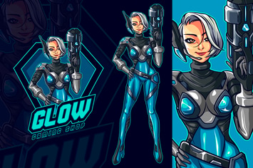Mecha Esports Gamer Girl Mascot Logo