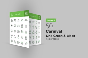 50 Carnival Line Green & Black Icons