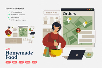 Culinary Vector Illustration: Homemade Food