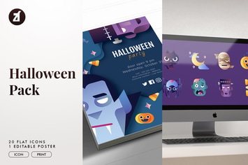Halloween icon pack with bonus graphic templates