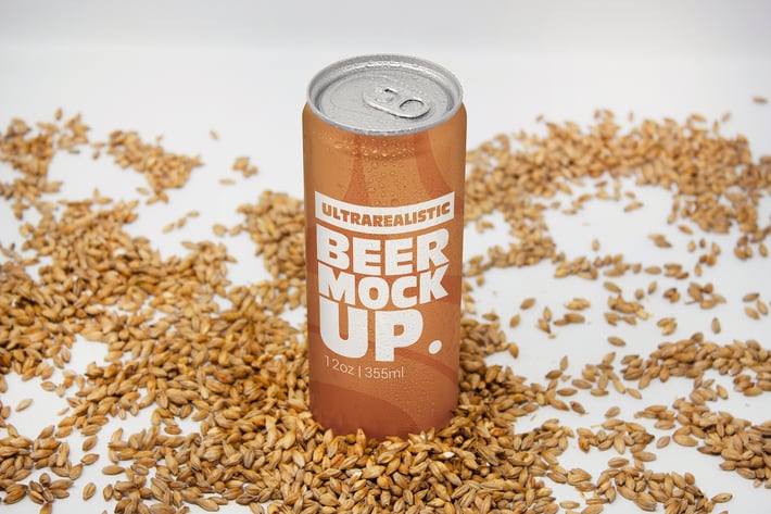 Perspective 12oz Malt Can Mockup