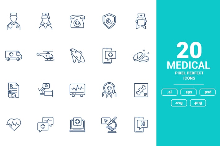 Flat line icons design - Medical