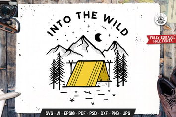 Hiking Badge, Vector Adventure Logo Retro Graphic