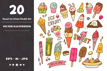 Kawaii Ice Cream Doodle Set