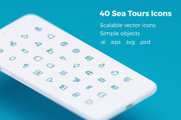Sea Tours Booking & Trips - Vector Icons