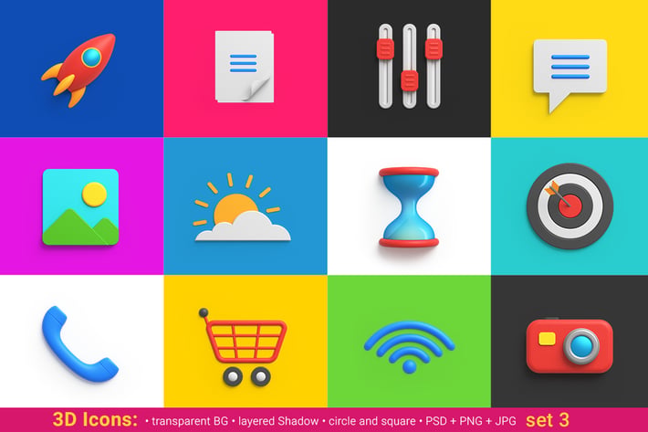 icons pack 3D style Universal Friendly