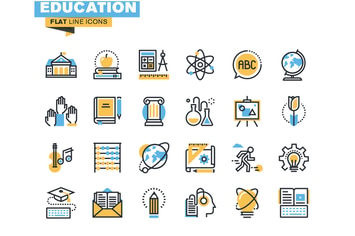Flat line colorful icons collection