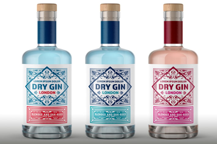 Vintage Gin Bottle Packaging Layout 