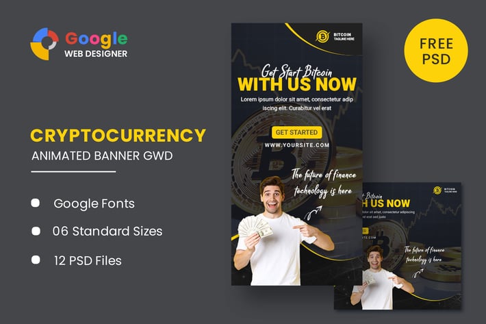 Bitcoin Cryptocurrency Animated Banner GWD