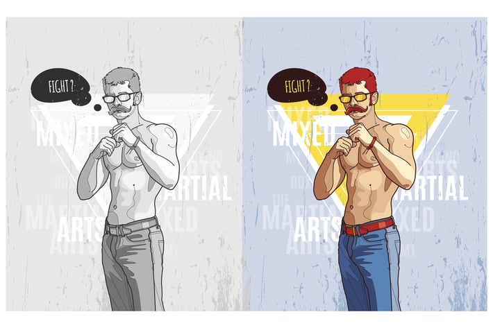 Hipster graffiti character on abstract triangle ba