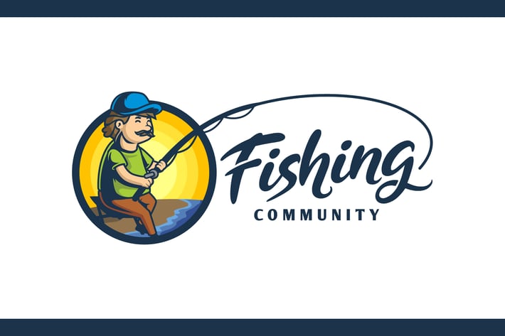 Cartoon Angler Character Mascot Logo