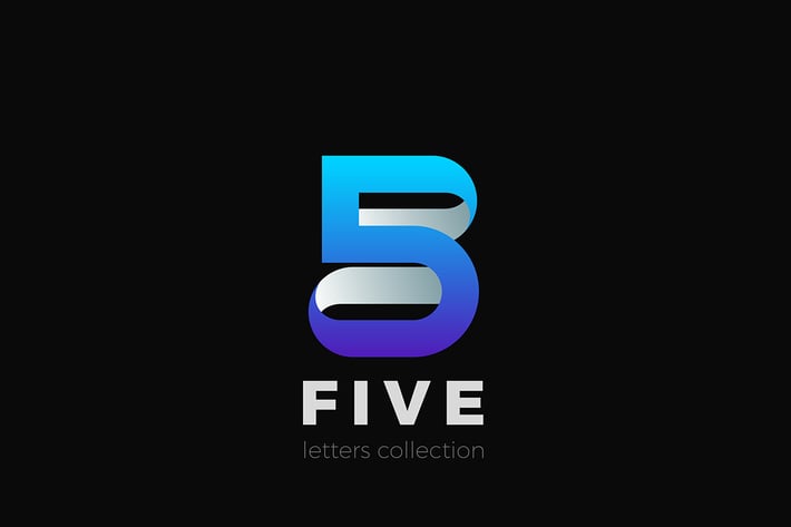 Number 5 Five design 3D Ribbon style