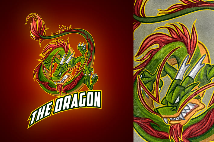 Cartoon Classic Chinese Dragon Mascot Esports Logo