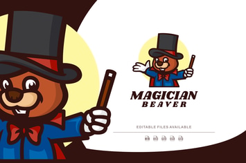 Magician Beaver Cartoon Logo