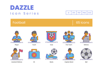 65 Football (Soccer) Line Icons
