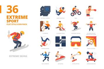 Extreme Sport Flat Style Icon Set