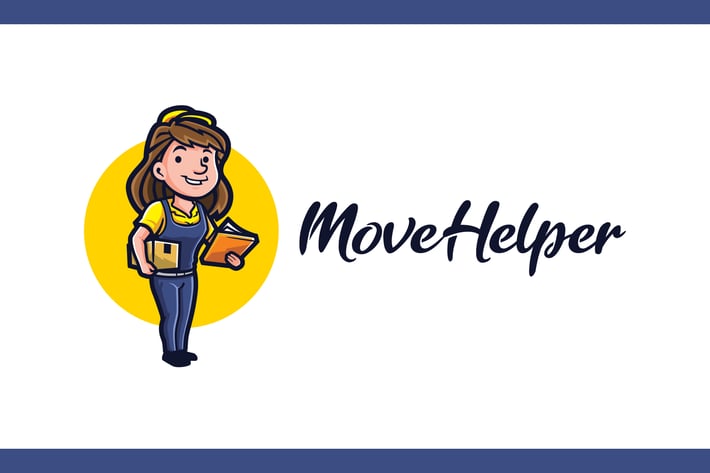 Retro Moving Helper Girl - Moving Service Logo