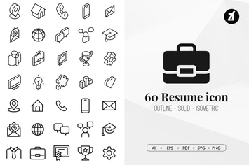 60 Resume essential icon pack