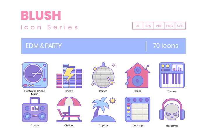 70 EDM & Party Line Icons