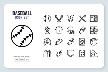 Baseball Line Icon Set