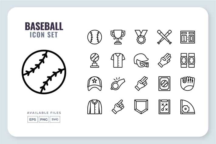 Baseball Line Icon Set