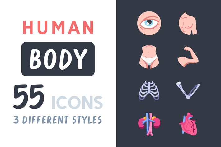 55 Human body icon set