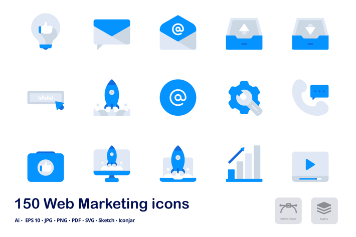 Web Marketing Accent Duo Tone Flat Icons