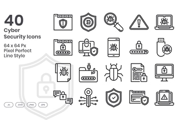 40 Cyber Security Icons set - Line
