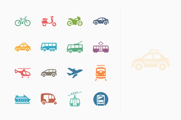 Transportation Icons - Colored Series