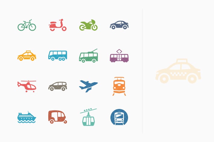 Transportation Icons - Colored Series