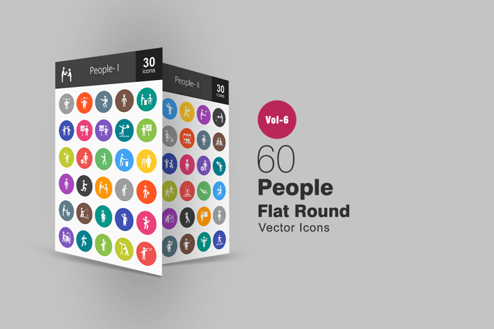 60 People Glyph Multicolor BG Icons