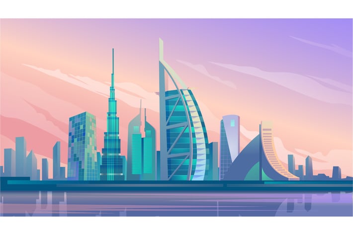 Dubai City Skyscrapers - Illustration Background