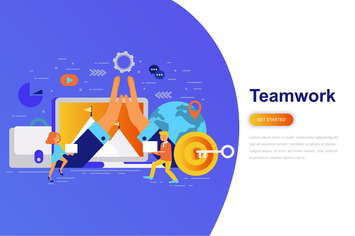 Teamwork and Business Modern Flat Concept