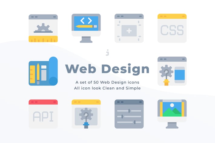 50 Web Design and Development icons - Flat