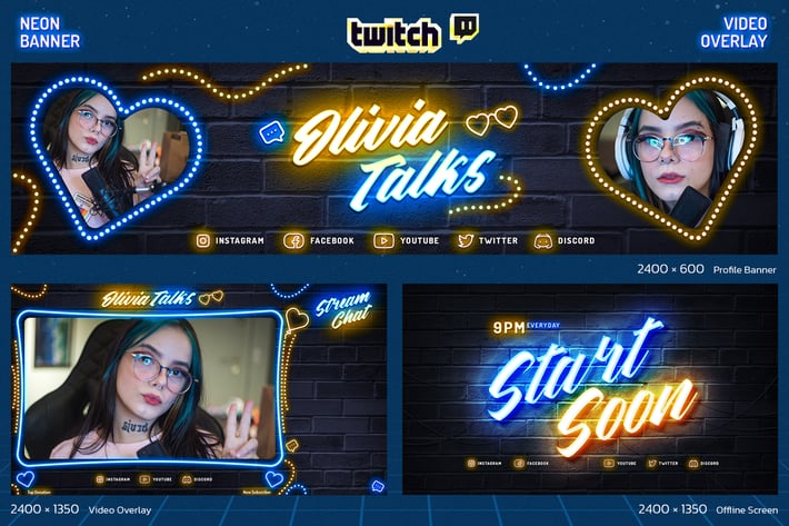 Neon Podcast Twitch Kit