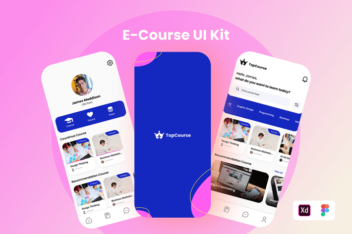 E-Course Mobile UI Kit