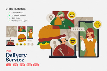 Culinary Illustration: Food Delivery Service