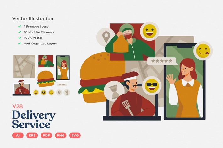 Culinary Illustration: Food Delivery Service