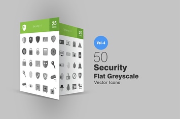 50 Security Greyscale Icons