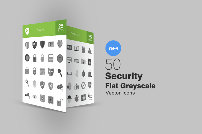 50 Security Greyscale Icons
