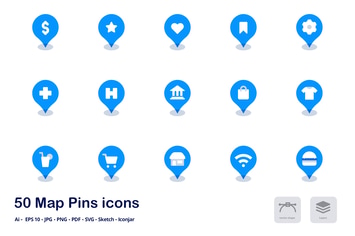 Map Pins Accent Duo Tone Flat Icons