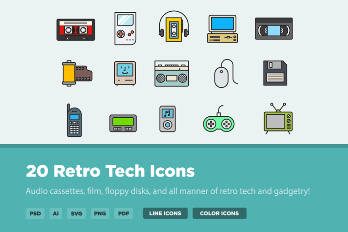 20 Retro Tech Icons